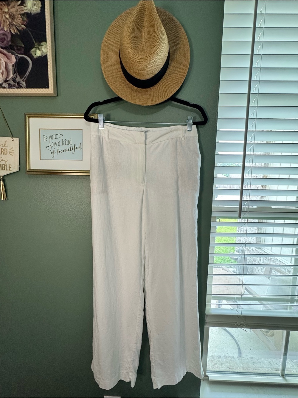 Ivory Linen Blend Wide Leg Pants Women’s Size 8 Coastal Resort Quiet Luxury - Picture 4 of 4